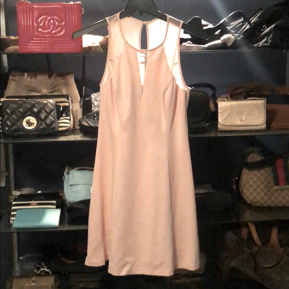 GUESS blush/pink embossed scuba fit & flare dress